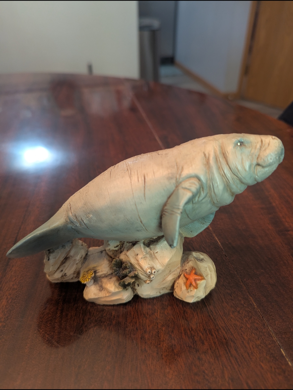 Beige Manatee Aquarium Ornament - Decorative Fish Tank Accent